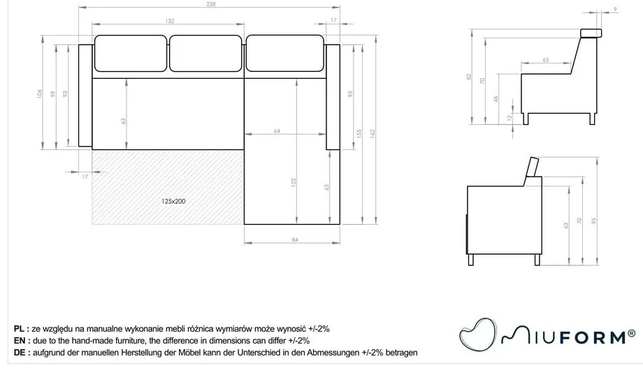 Divano letto angolare beige (angolo sinistro) Sweet Harmony - Miuform