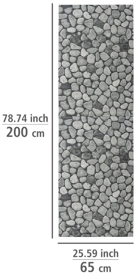 Tappetino da bagno in plastica grigio 65x200 cm Sassi - Wenko