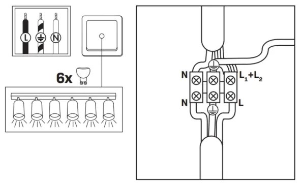Luce Spot da bagno TURYN 6xGU10/10W/230V IP44 nero