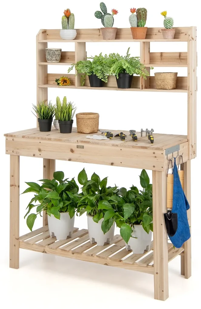 Uneedem Supporto Per Piante In Legno 5 Ripiani | Per Interni/Esterni Con 10 Posti Per Vasi, Resistente Alle Intemperie, Balcone O Giardino - 4