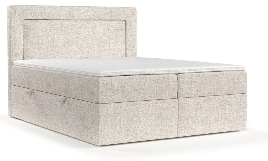 Letto boxspring crema con contenitore 200x200 cm Imagine - Maison de Rêve