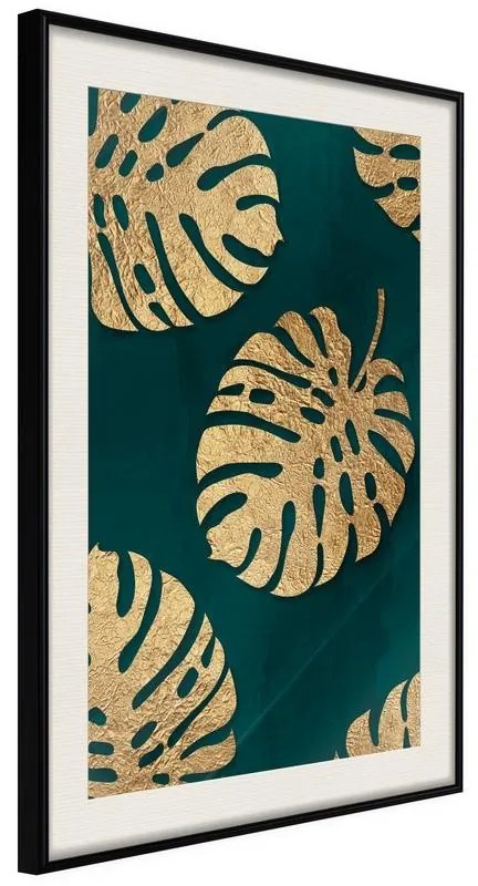 Poster  Gilded Monstera Leaves  Cornice Quadri Cornice nera con pass-partout, Larghezza x Altezza Home decor 40x60