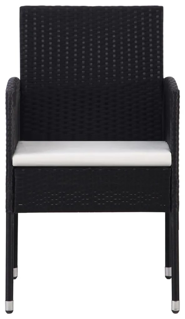 Set da pranzo da giardino 7 pz nero in polyrattan e acciaio