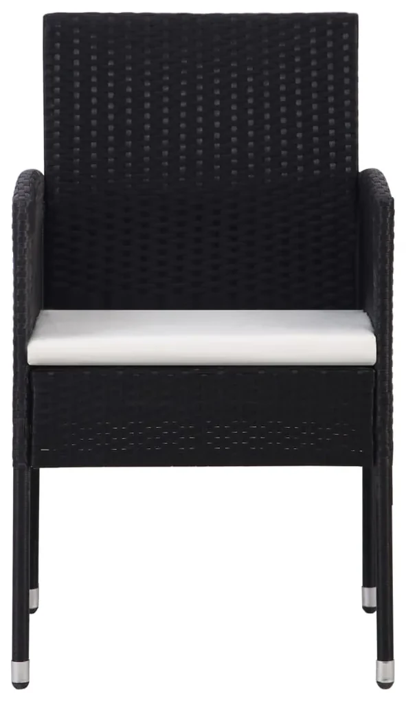 Set da pranzo da giardino 7 pz nero in polyrattan e acciaio