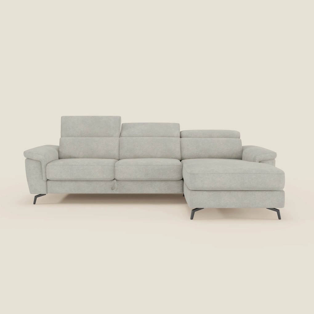 Estro Divano estraibile con chaise-longue e poggiatesta reclinabili in tessuto impermeabile T14 panna