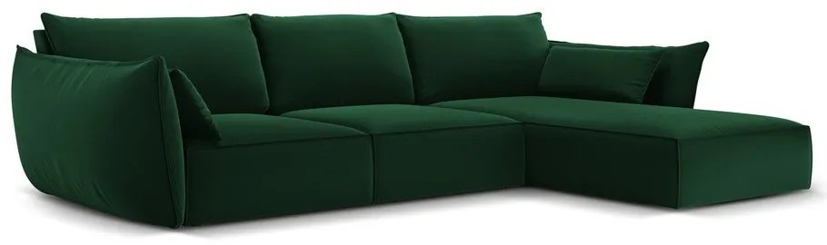 Divano angolare verde scuro (con penisola a destra/con chaise lounge) con rivestimento in velluto Vanda – Mazzini Sofas