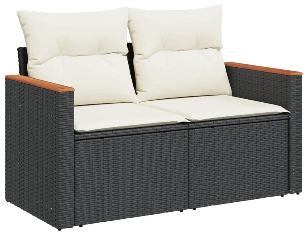 Set divani da giardino 12 pz con cuscini nero in polyrattan