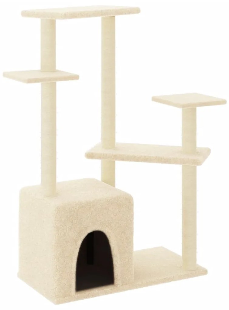 Albero per gatti con tiragraffi in sisal crema 107,5 cm