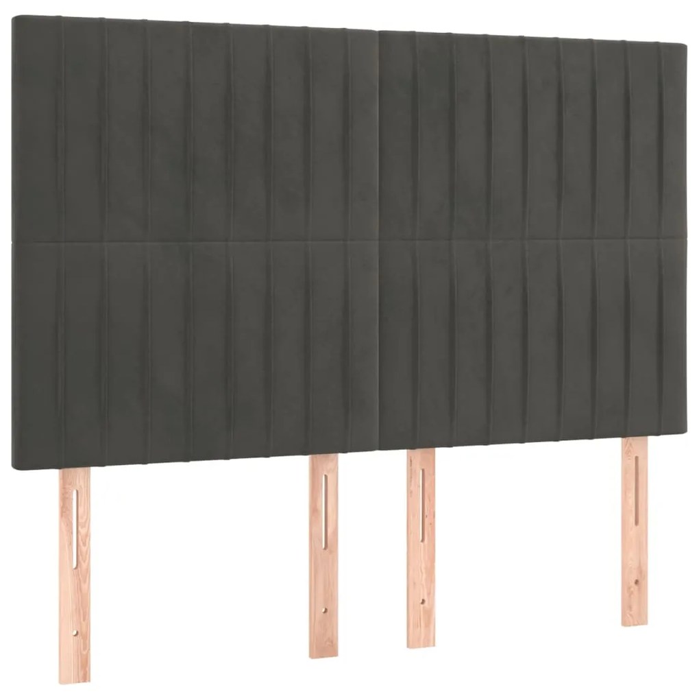 Giroletto a molle con materasso grigio scuro 140x190 cm velluto