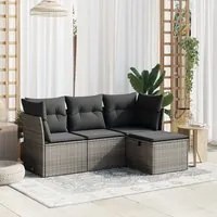 Set Divani da Giardino 4 pz con Cuscini in Polyrattan Grigio 3263116