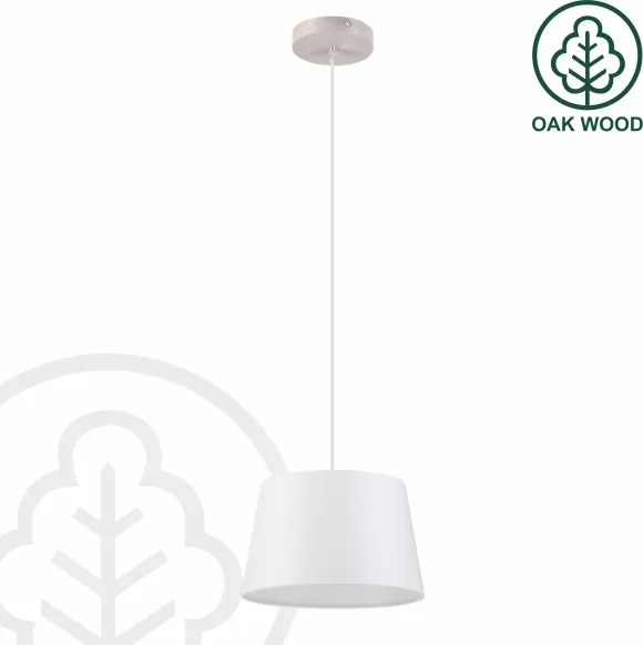 Lampadario a sospensione con cavo AIDA 1xE27/60W/230V Ø 25 cm rovere/bianco