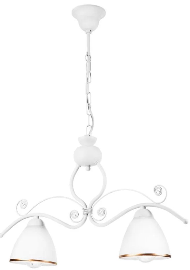 Lampadario a sospensione con catena RETRO 2xE27/60W/230V bianco opaco