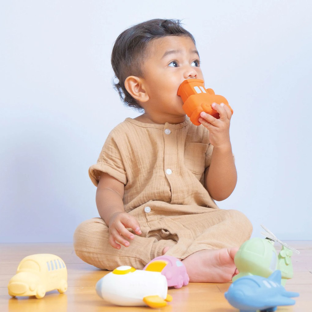 Tikiri – massaggiagengive e sonaglio in gomma naturale – Autobus