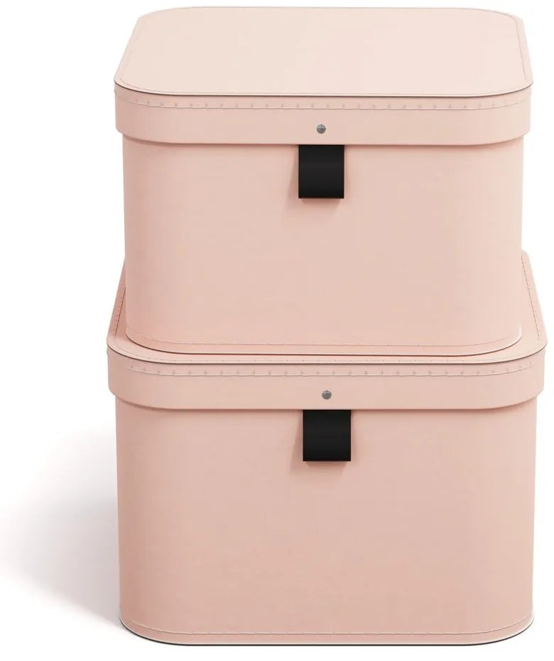 Scatole in set con coperchio rosa in cartone 2 pz 28,5x28,5x19,5 cm Ludvig Paper Laminate – Bigso