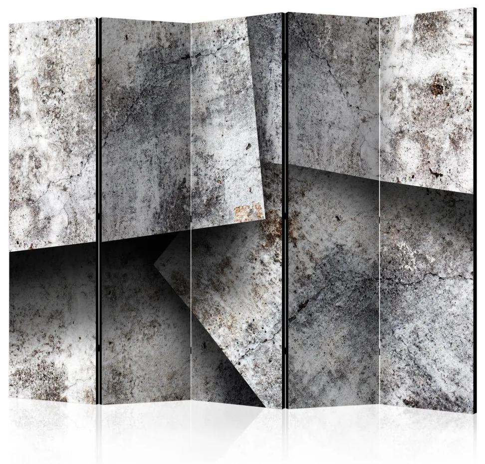 Paravento design Carte di Cemento II - composizione piastrelle di cemento grigio
