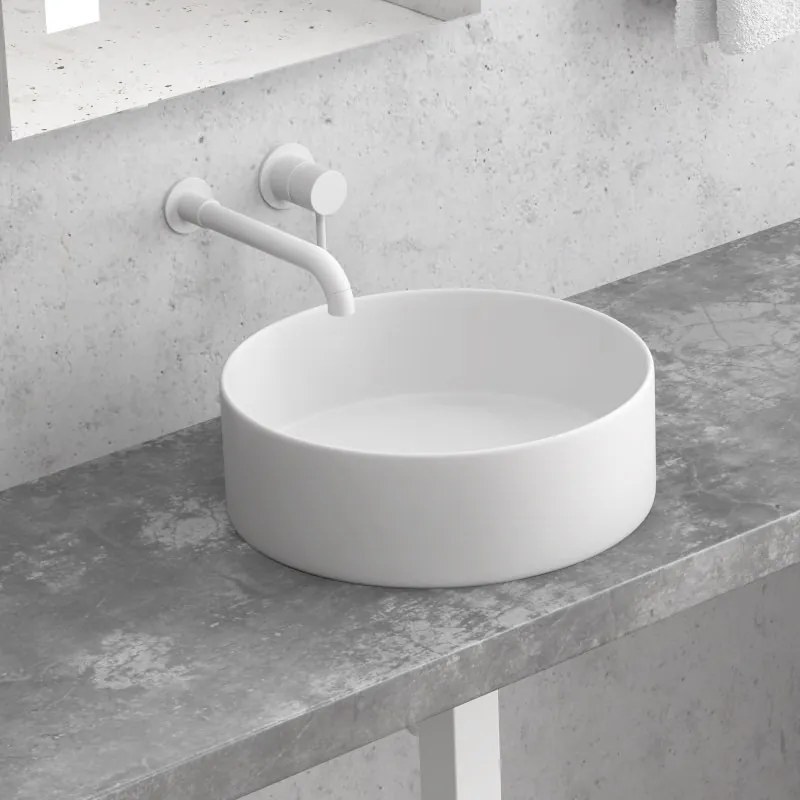 Lavabo tondo colore bianco opaco 35cm | Litos-KBM350 - KAMALU