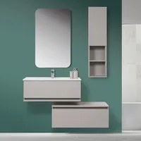 Mobile bagno sospeso tortora 90x47 cm con specchio e ceramica inclusi