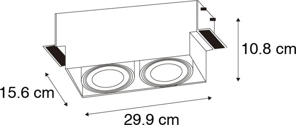 Faretto incasso nero GU10 AR111 senza cornice 2 luci - Oneon