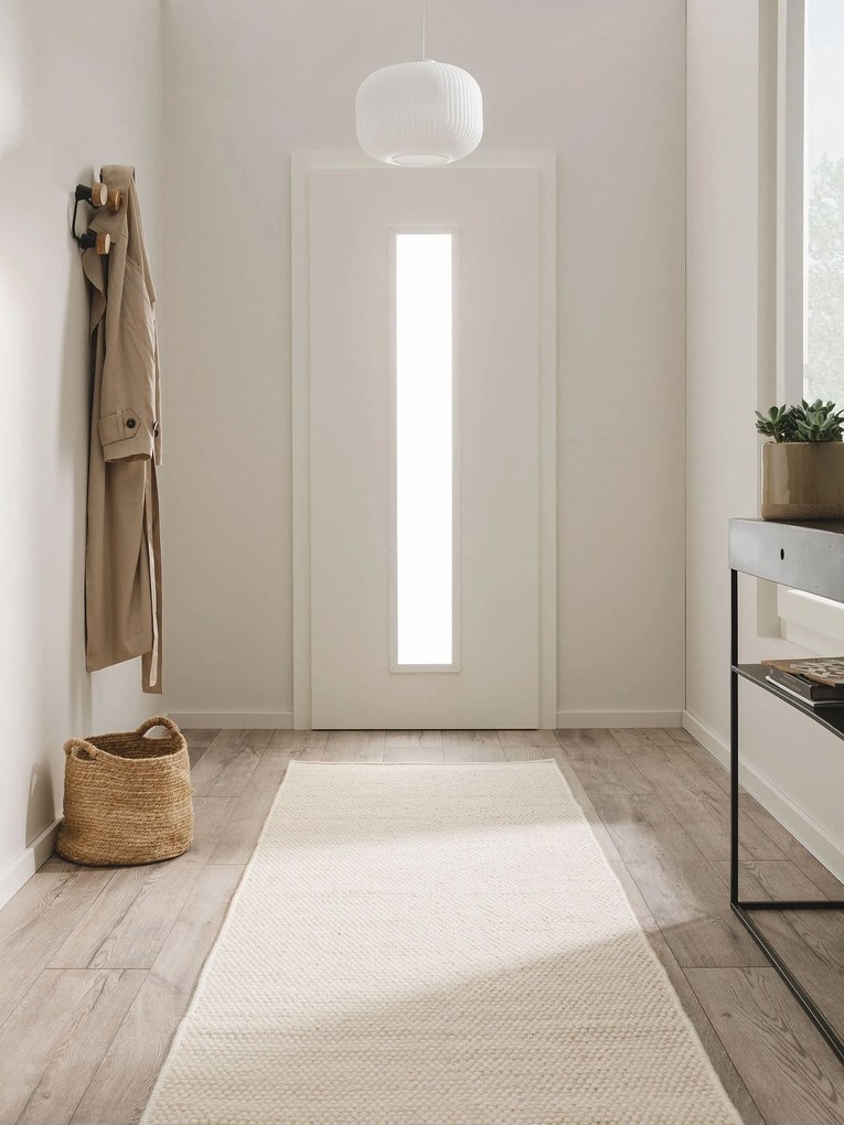 benuta Pure Tappeto passatoia in lana Rocco Bianco 80x250 cm - Tappeto fibra naturale