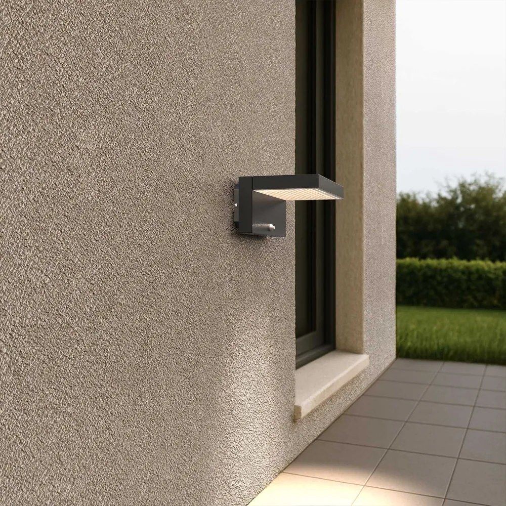 Applique LED Solare Minimal Nera con Sensore di Movimento Colore Bianco Naturale 4.000K
