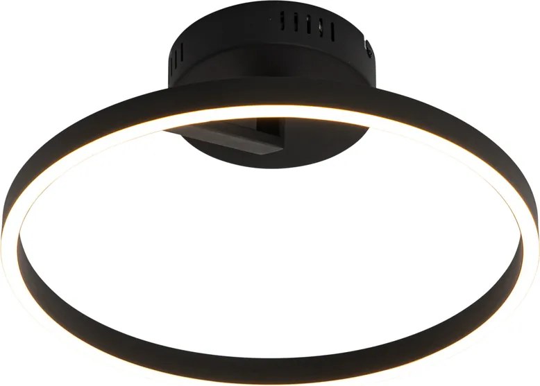 Plafoniera di design nera con LED dimmerabile a 3 livelli - Anello