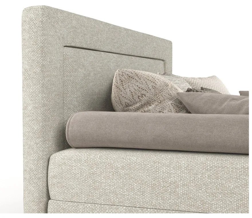 Letto singolo imbottito grigio e beige 90x200 cm Alba - Maison de Rêve