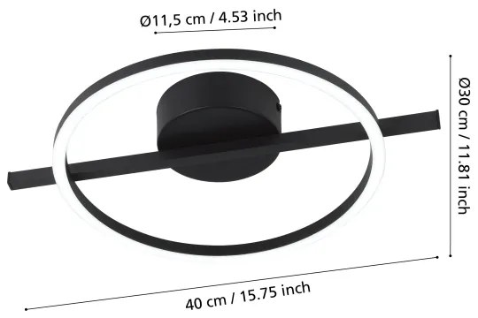 Eglo 901113 - Plafoniera LED dimmerabile AMANDOLO LED/17W/230V nero + +TC