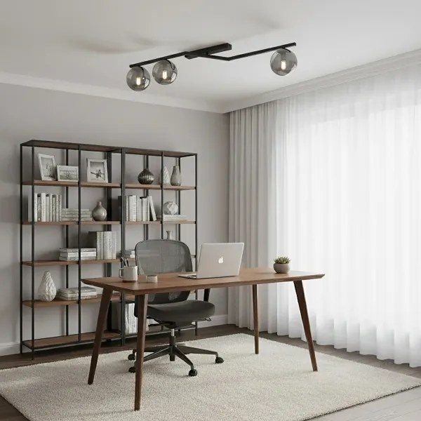 Plafoniera NATON 3xE14/10W/230V nero/fumé