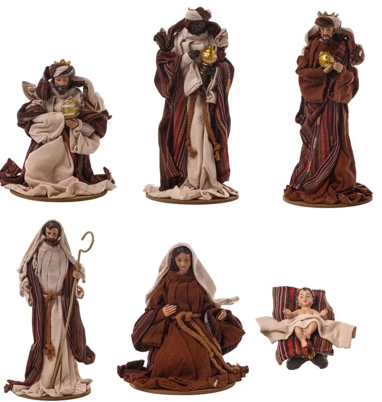 Set di 6 statuine natività per presepe in ceramica H 23 cm