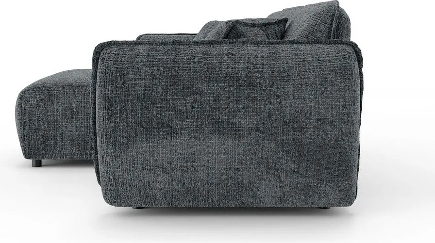 Divano angolare grigio scuro (con penisola a sinistra/con chaise lounge) con rivestimento in ciniglia Nelia – Ropez