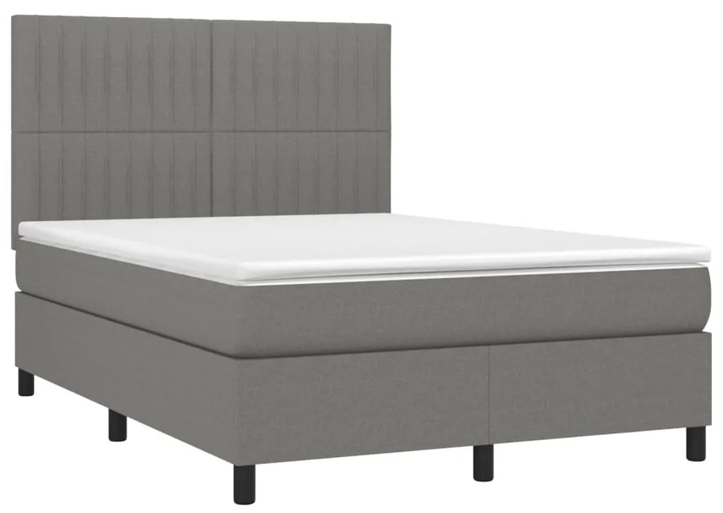 Giroletto a molle con materasso grigio scuro 140x200cm tessuto