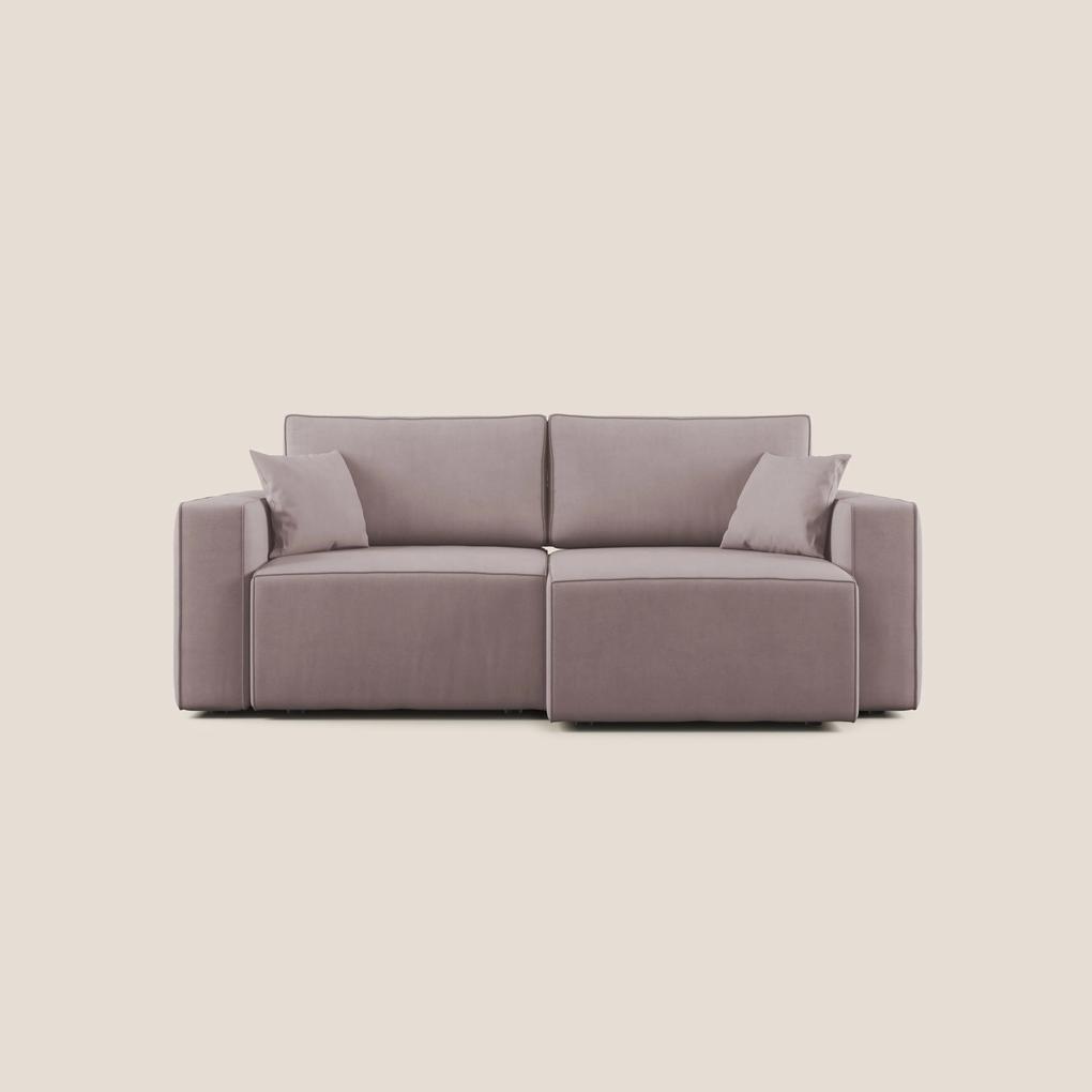 Morfeo divano con seduta estraibile in morbido tessuto impermeabile T02 rosa 215 cm