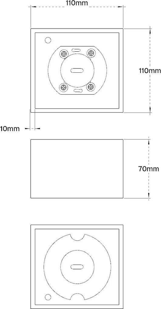 Plafoniera Quadrata da Soffitto GX53 in Gesso - Serie ESSENZA
