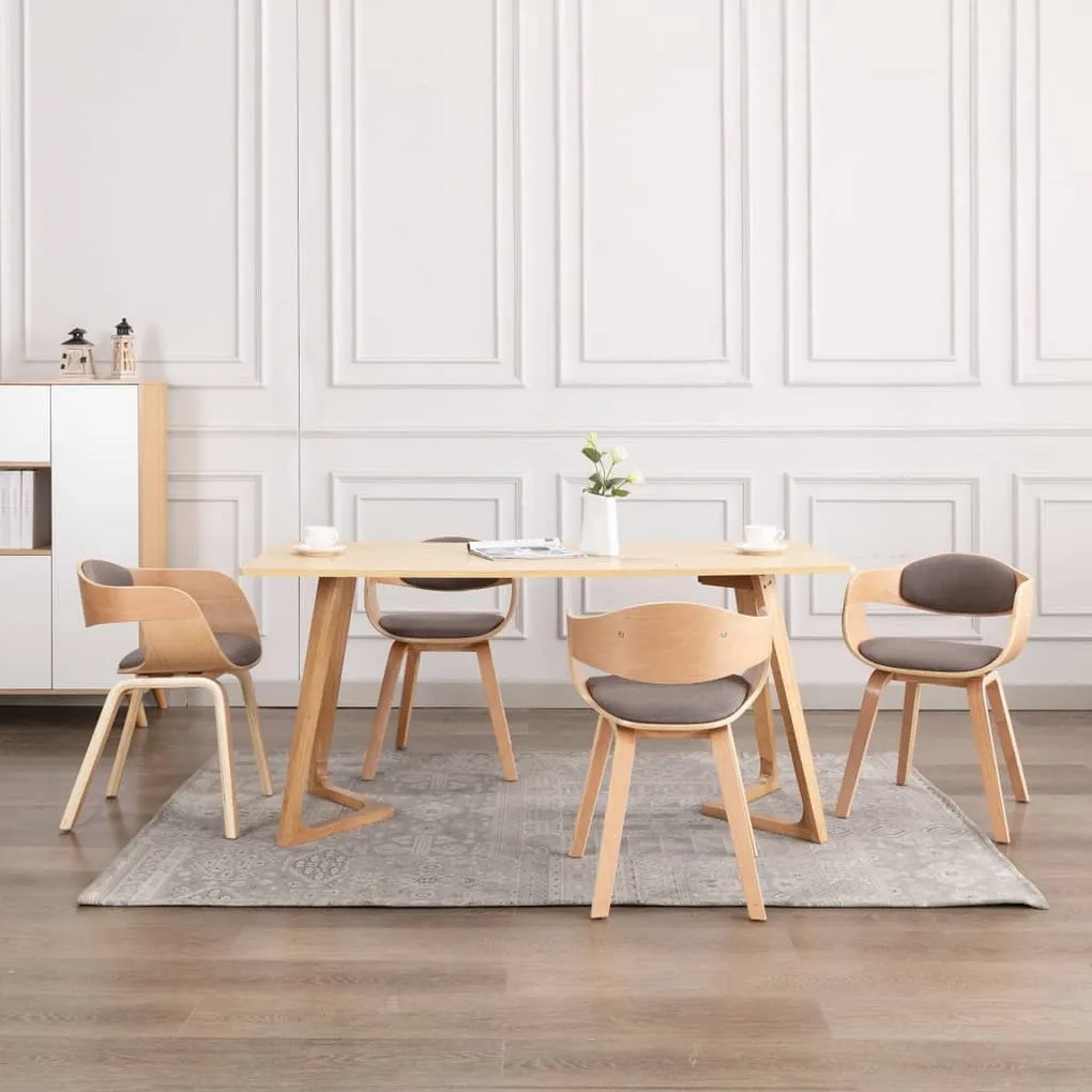 Sedie Da Pranzo 4 Pz İn Legno Piegato E Tessuto Grigio Talpa /
