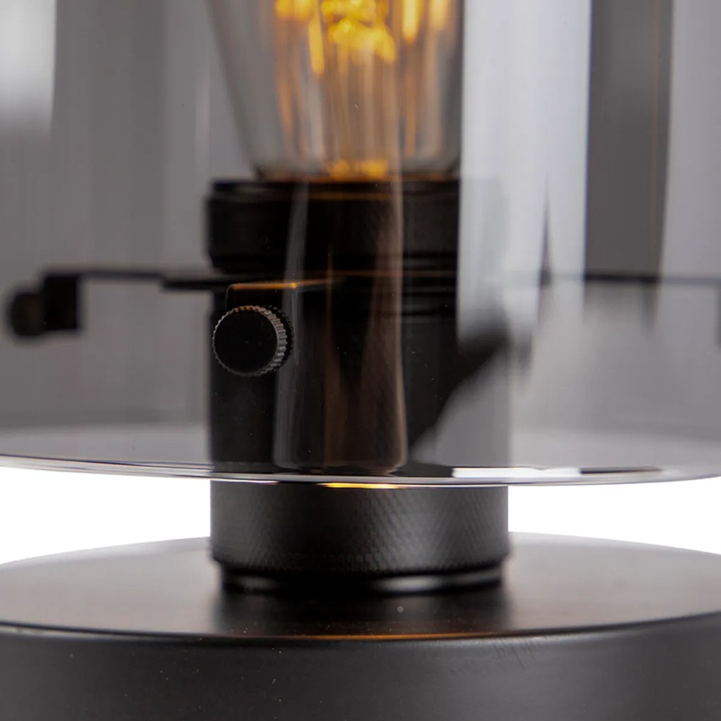 Lampada da tavolo di design nera con vetro fumé - Dome