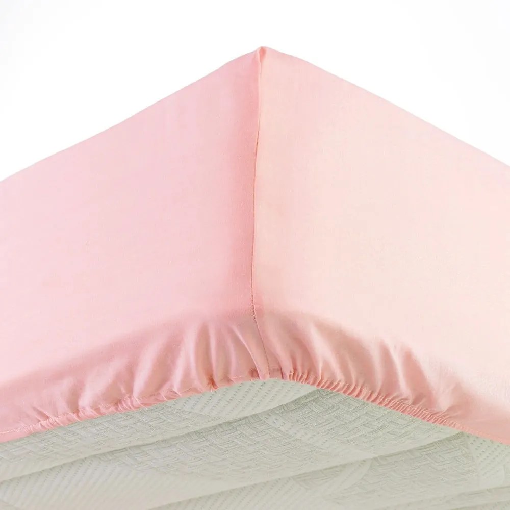 Lenzuolo elasticizzato in jersey rosa 160x200 cm Jersy - douceur d'intérieur