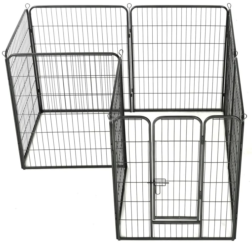 Box per cani con 8 pannelli in acciaio 80x100 cm nero