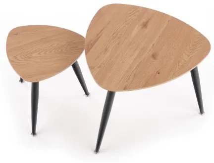 SET 2x Tavolino NICEA diametro 40/60 cm oro quercia/nero