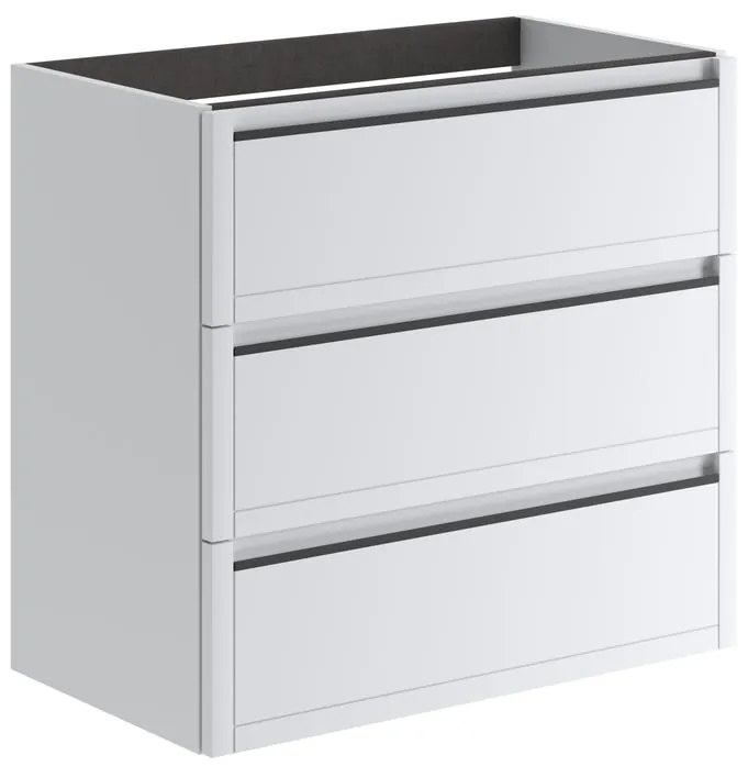 Mobile da bagno sospeso sotto lavabo L 79.5 x H 78 x P 45.5 cm bianco opaco, 3 cassetti Tratto