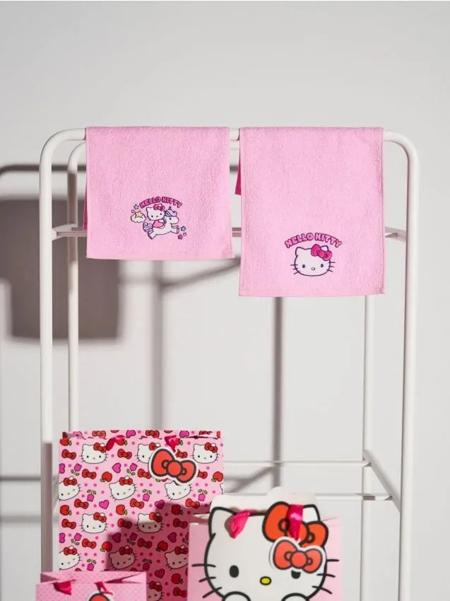 Sinsay - Confezione da 2 asciugamani in cotone Hello Kitty - rosa pastello