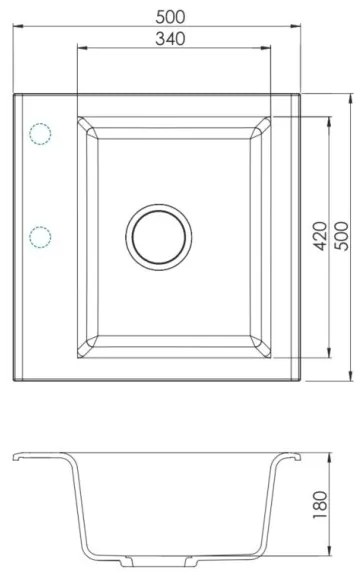 ALVEUS SETA23193 - Lavello da cucina ATROX + miscelatore MINTAS 34 cm granito/nero