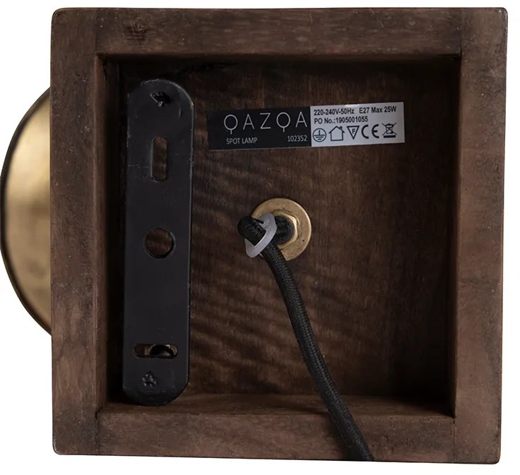 Faretto da soffitto industriale in bronzo con legno 18 cm - Mangoes