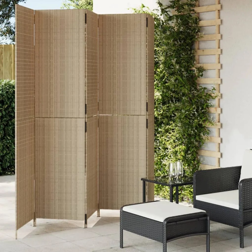 Divisorio Per Ambienti A 5 Pannelli Beige İn Polyrattan /