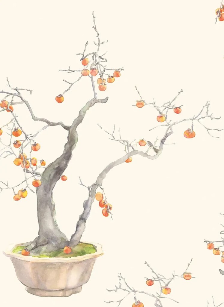 Cole & Son Carta da parati Kaki Persimmon - Ivory/ Bergamot