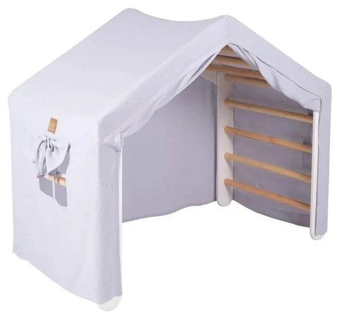 Pikler triangolo montessori azzurro/di colore naturale in pino massiccio 112x61x94 cm Montessori – Meowbaby