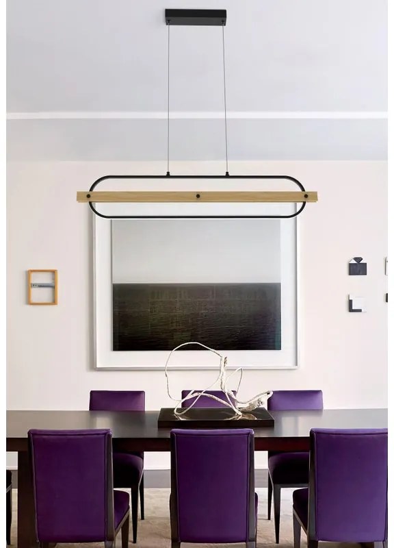 Lampadario LED design Donuts nero, NOVECENTO