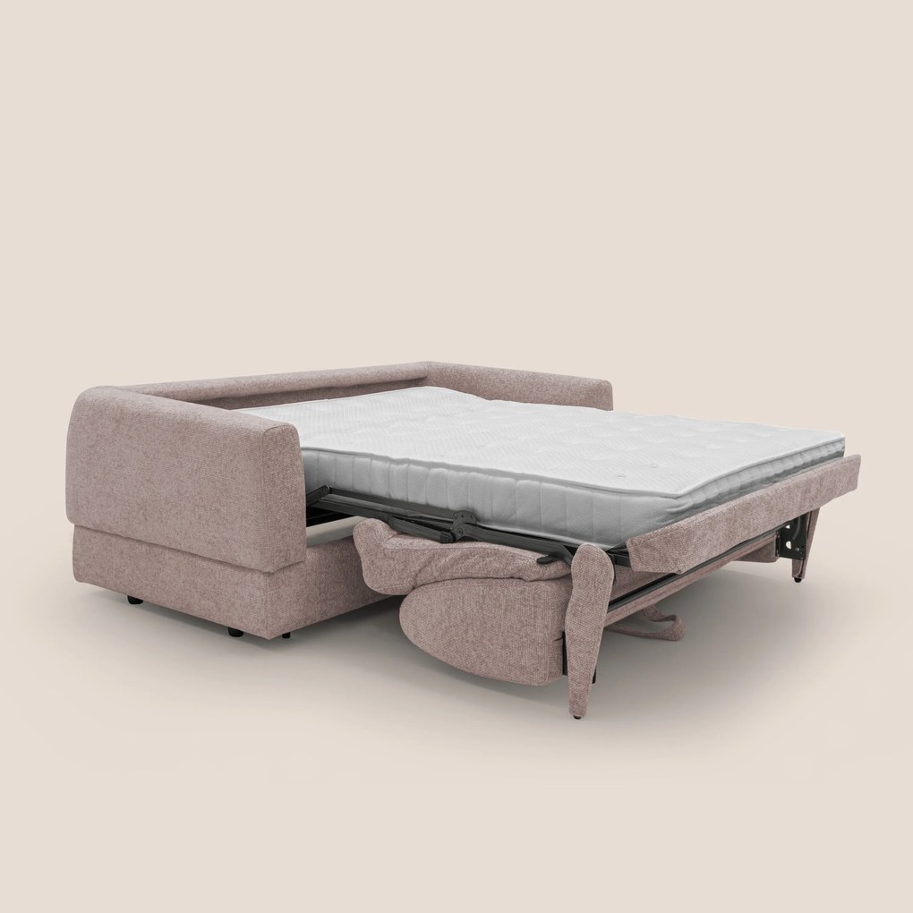 Happy Divano letto matrimoniale con materasso h18 cm in tessuto impermeabile T10 rosa