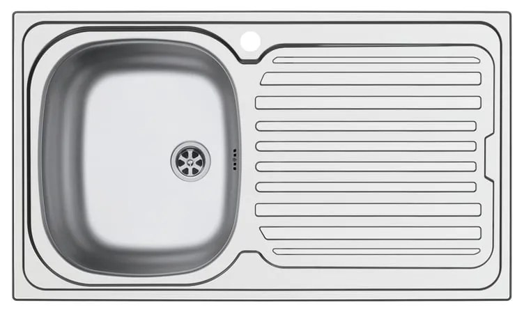 Lavello integrato 1 vasca in inox argento DELINIA Aurora L 50 x L 86 cm