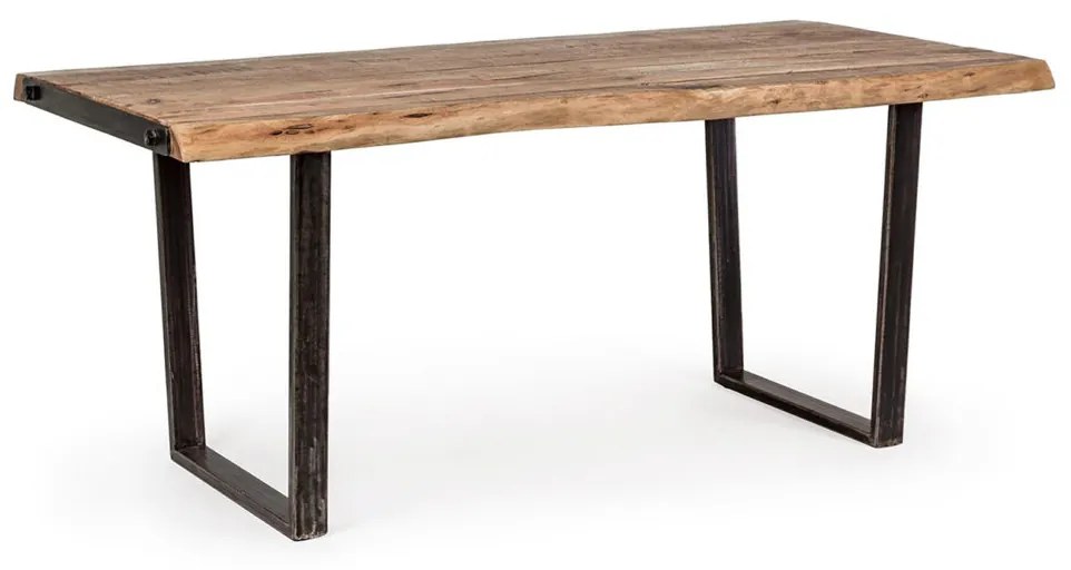 Tavolo ELMER in legno di acacia e gambe in acciaio nero, 180&#215;90 cm