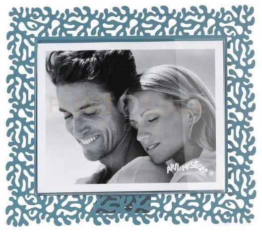 Portafoto di design corallo maxi orizzontale blu oltremare in ferro...